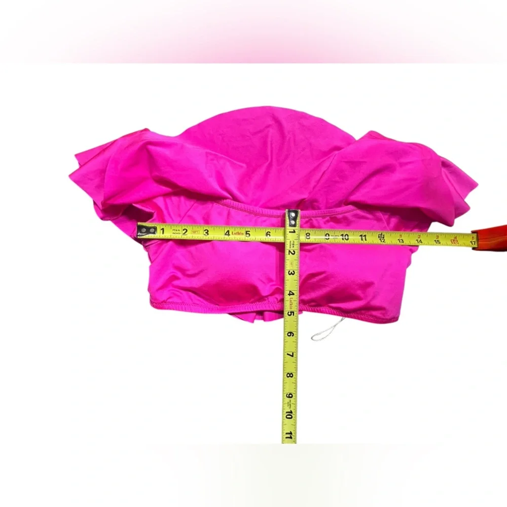 TRINA TURK pink Monaco Off-The-Shoulder Ruffle Bandeau Bikini Swim Top sz 6 NWOT - Picture 4 of 10